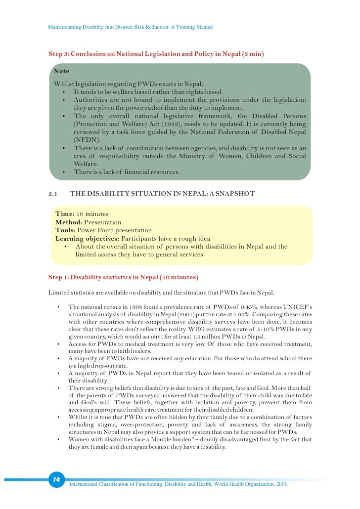 Training Manual on Disability Statistics